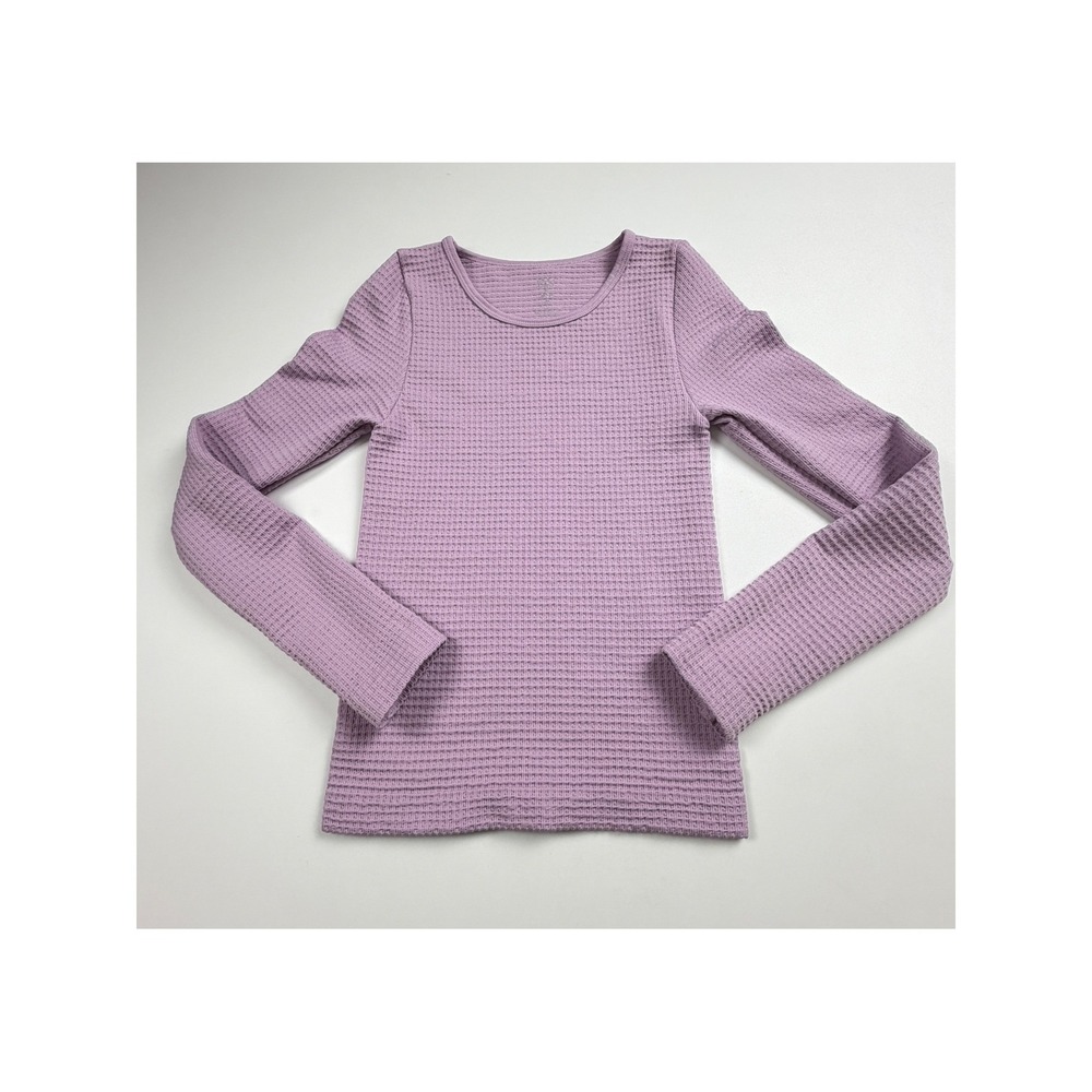 Mura Waffle Knit Top Womens S/M Purple Long Sleeve Crew Neck Thermal Shirt